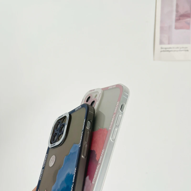 art retro sunset cloud scenery korean phone case for iphone 12 11 pro max x xr xs max 7 8 puls se 2020 cases soft silicone cover free global shipping