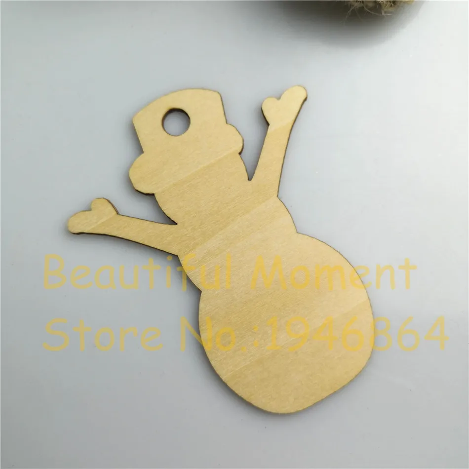 50 шт./лот деревянный Снеговик Дизайн подвесная Рождественская елка пустые