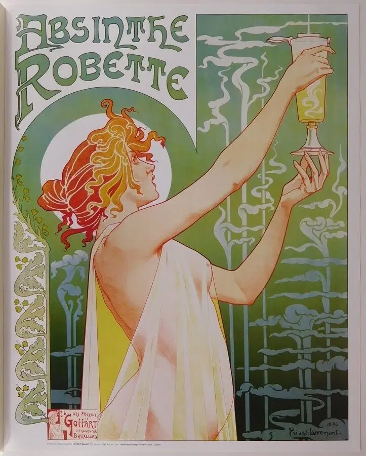 

ABSINTHE ROBETTE VINTAGE SILK плакат декоративной живописи 24x36inch