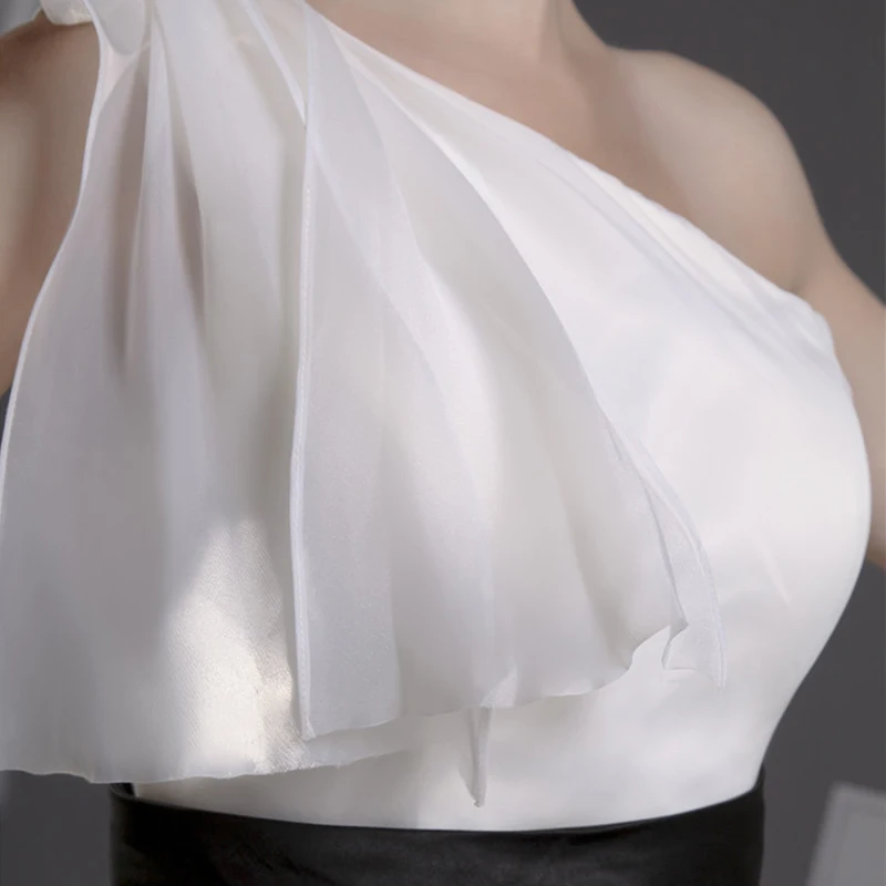Vestido de festa цельное короткое платье на одно плечо черная лента Выпускной вечер