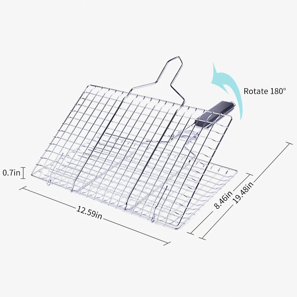 

Portable Grilling Basket BBQ Tools Non-Stick Barbecue Basket Removable Nonstick Grill Basket for Meats Fish Vegetables Steak