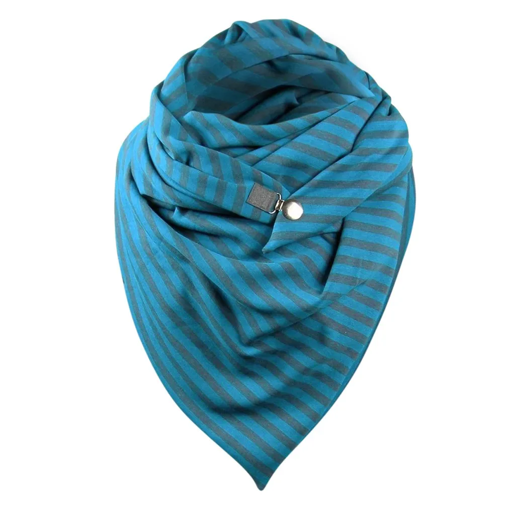 

Striped Printed Fashion Women Wraps Button Soft Casual Thickening Ladies Scarves Outdoor Cotton Flexible Vintage Female Shawls