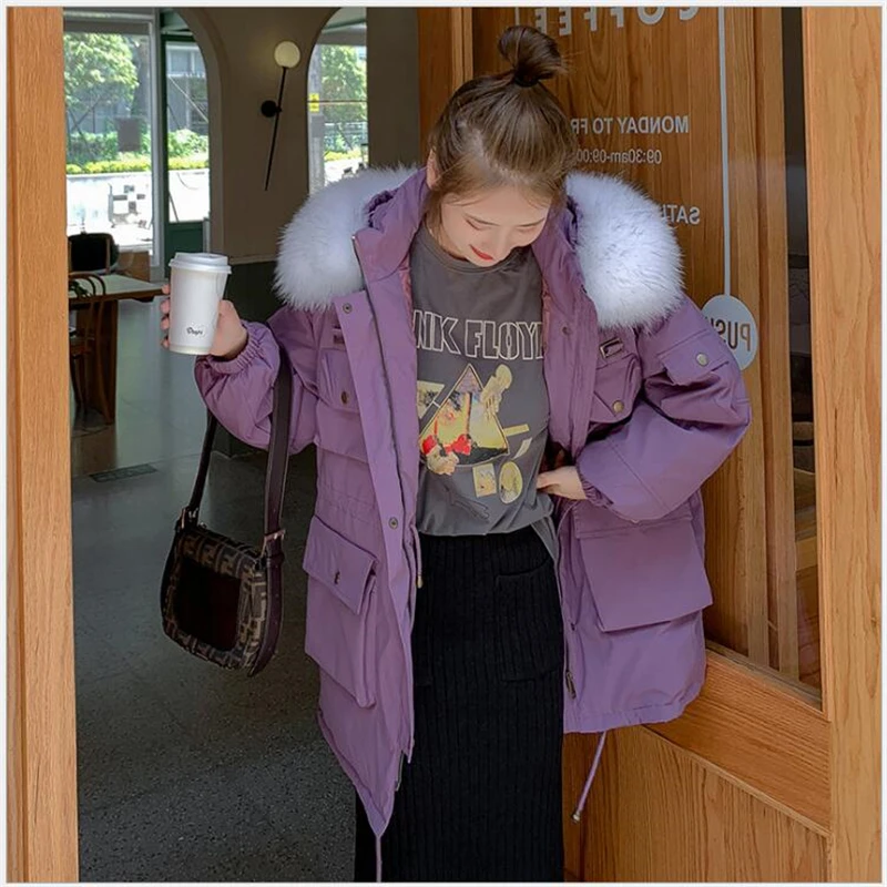 

Winter Jacket Women 2020 New Casual Hooded Warm Cotton Padded winter Coat Female Loose Black Long Parka Mujer R817