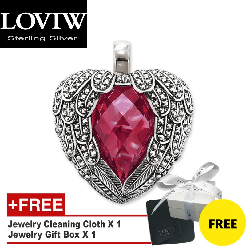 Кулон красный крылатые сердце 2020 Мода 925 стерлингового серебра ювелирные изделия