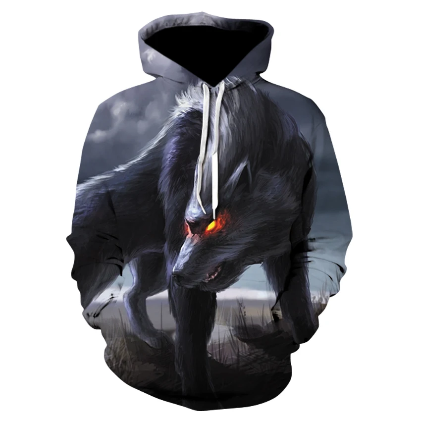 5XL волк толстовки мужские пальто крутые 3d принт мужские толстовки Модный пуловер 3D толстовки с капюшоном уличная одежда с карманом