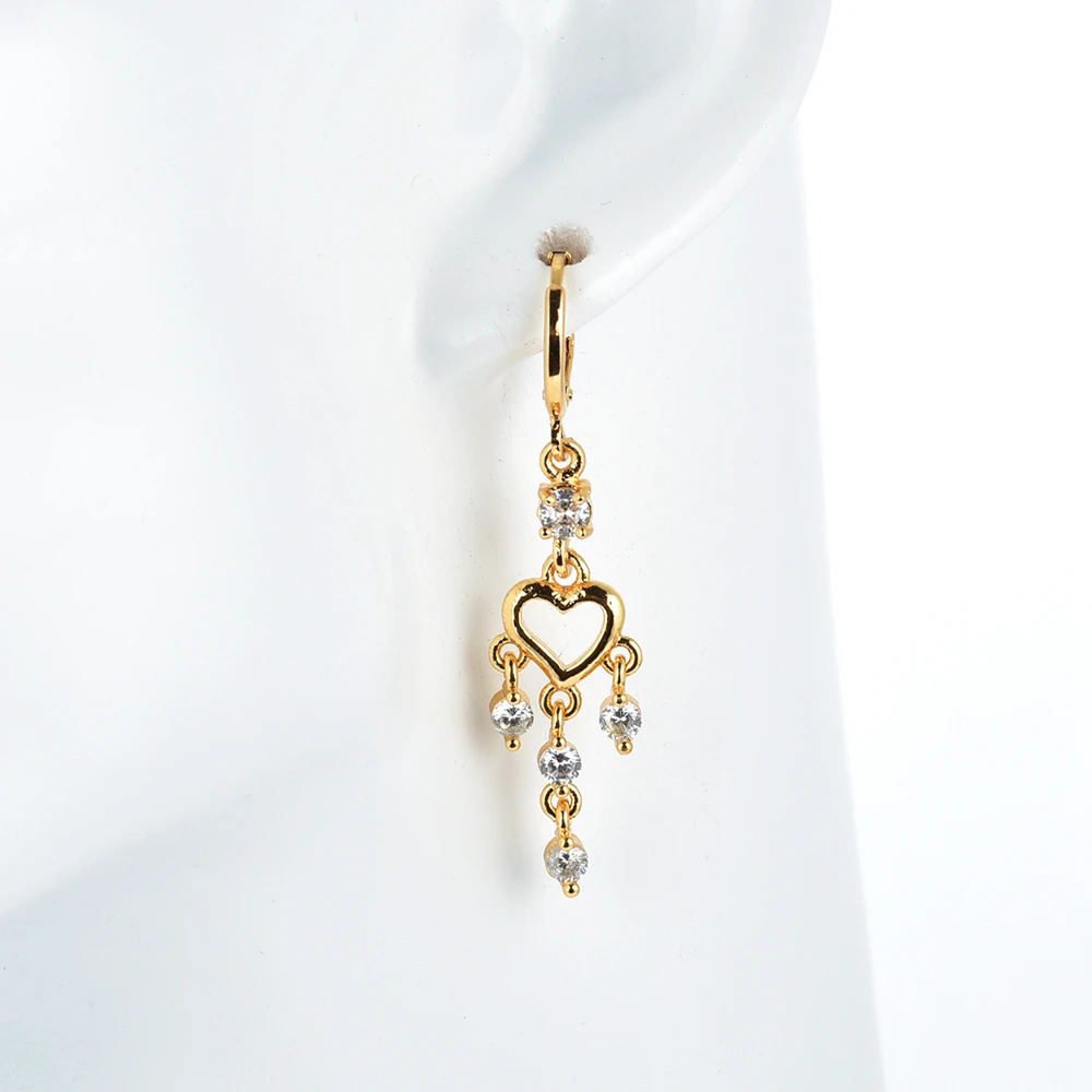 Модные длинные висячие серьги золотого цвета с кубическим цирконием в форме