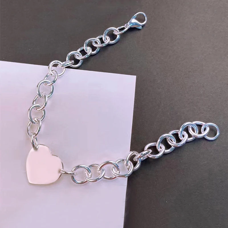 

2022 New Sterling Silver Tif Bracelet High Quality Fashion Heart Bracelet Ladies Valentine's Day Confession Luxury Jewelry Gift