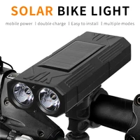protable powerful flashlight double lamp beads design headlight solarusb rechargeable bike front lamp mtb bicycle accessories