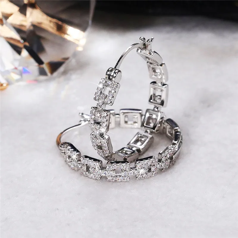 

CAOSHI Модные женские серьги для вечеринки со звеньями дизайнерские ослепительные CZ Модные женские круглые серьги аксессуары для роскошвечер...