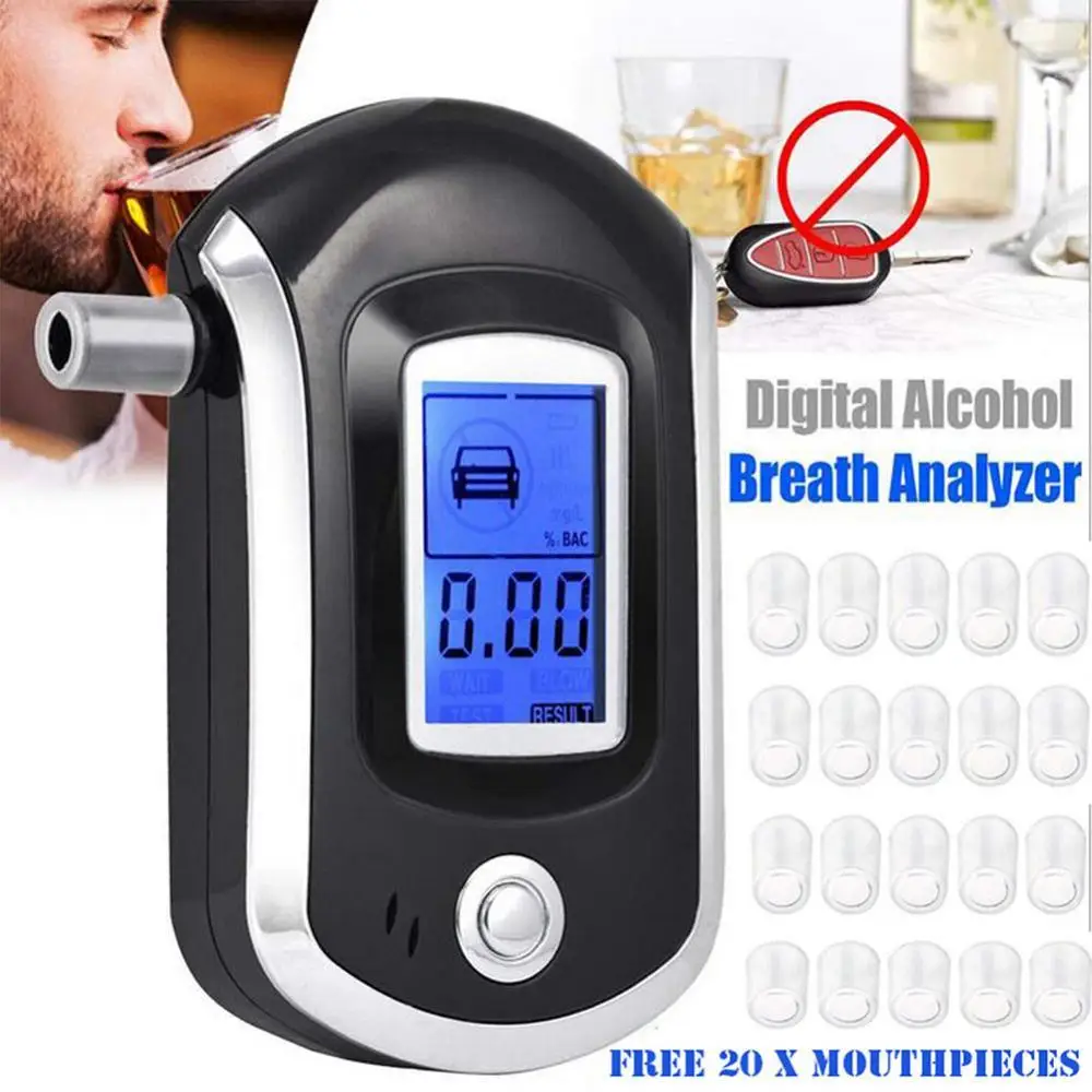 

AT6000 Digital LCD Breath Alcohol Tester Meter Breathalyzer with 20 Mouthpieces алкотестеры на алкоголь алкотестер dropshipping