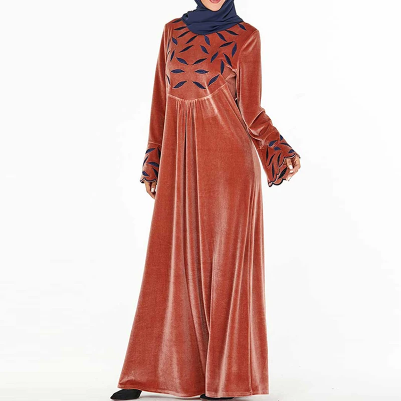dark pink dress Зимнее бархатное Абая Дубай мусульманское платье кафтан ислам ic одежда Абая для женщин хиджаб турецкий платья Кафтан халат ислам Kleding - Цвет: dark pink dress