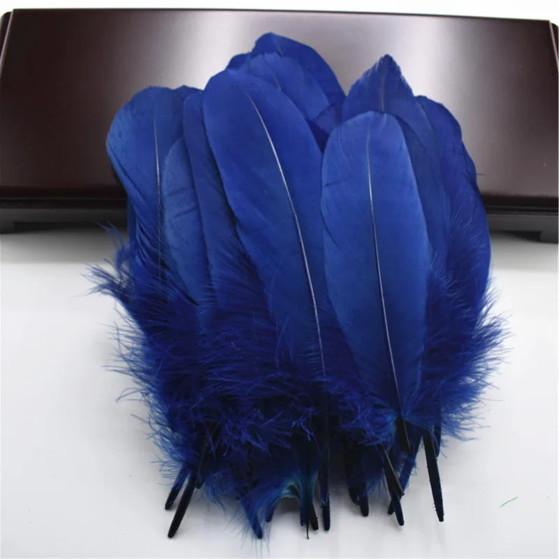 Navy Хорошее качество перо натуральный белый гусиный пух 15-20 см украшения свадебные Красочные перо Материал аксессуары Шлейфы - Цвет: Navy