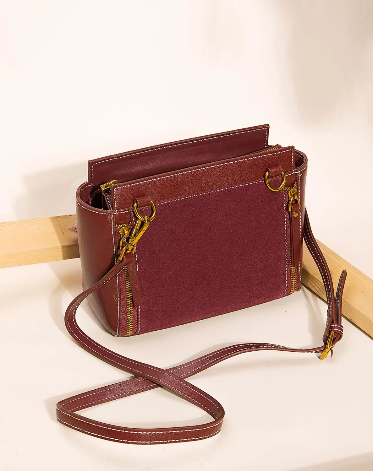 

Leather handbag new fashion wind restoring ancient ways cowhide single shoulder contracted splicing frosted aslant female bag