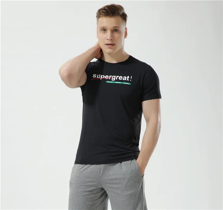 

Short Sleeve Running T Shirt For Men Ice Silk Sportswear Joggers Gym Clothing Running Training Shirts 4 Colors Fitness Quick Dry