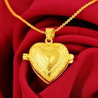 heart shaped yellow gold filled romantic women pendant chain necklace
