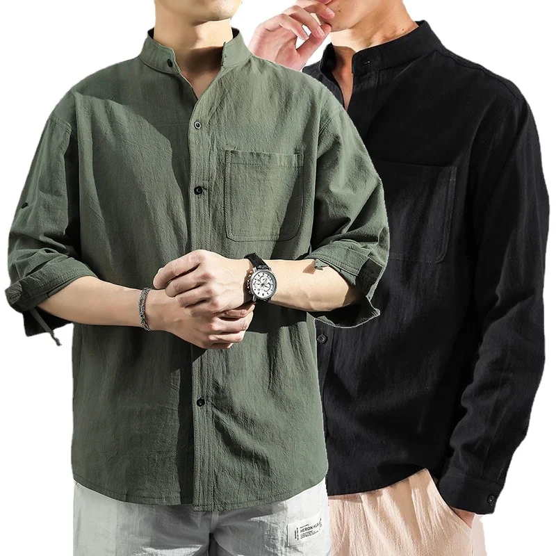 

Мужская хлопковая футболка с длинным рукавом, на пуговицах