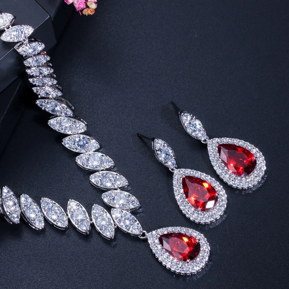 ThreeGraces известный бренд классический капли воды серебряный цвет кубический циркон Королевский синий Свадебный костюм Ювелирные наборы для женщин JS105