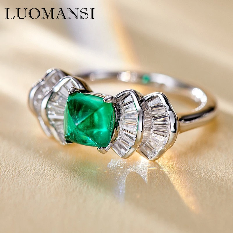 Кольцо Luomansi из серебра пробы с изумрудом карата женское ювелирное изделие s925