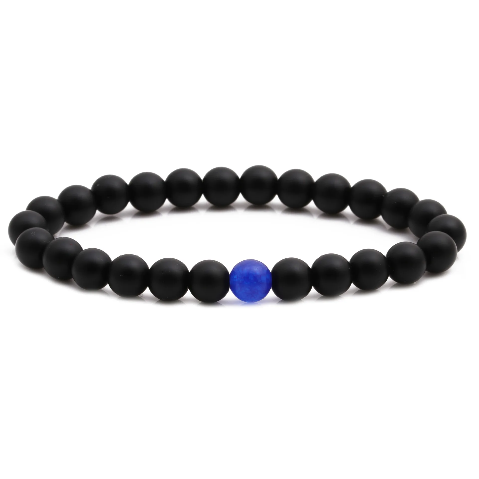 

Trendy Couple Bracelets 8mm Matte Black blue stone Beads Bracelet for Women&Men Handmade DIY Jewelry Pulseras Charm gift 2020