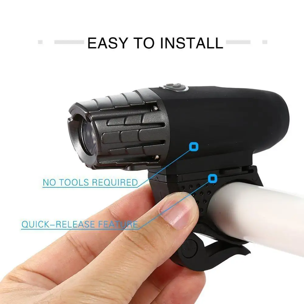 

USB Rechargeable Bike Light Set Powerful Lumens Bicycle Headlight Free Tail Light, LED Front and Back Rear Lights