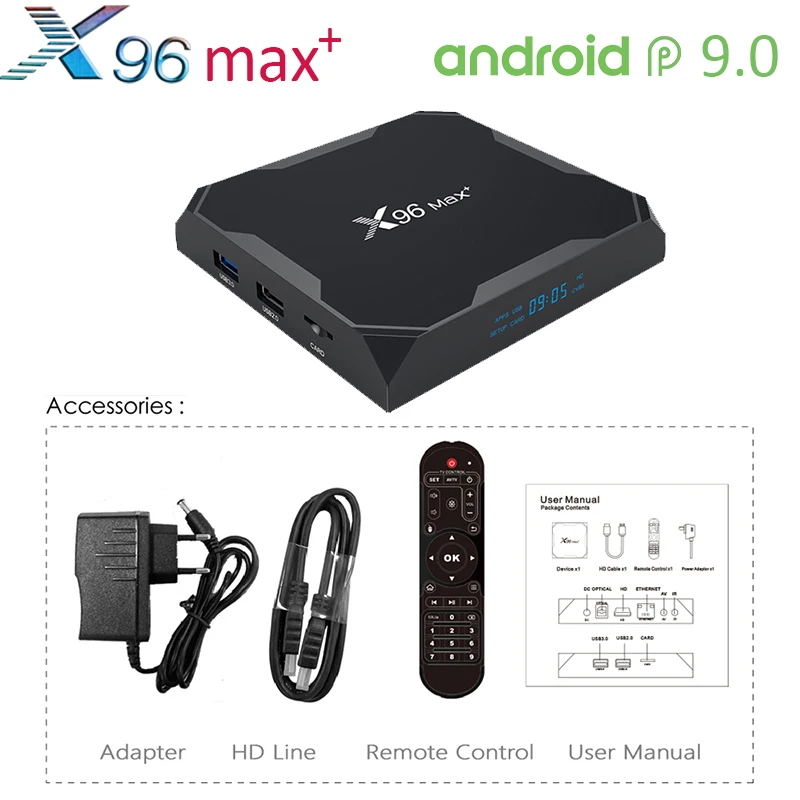 ТВ приставка X96 MAX Plus Android 9 0 Amlogic S905X3 1000 м X3 2 4 ГГц Wi Fi поддержка Smart TV|ТВ-приставки и