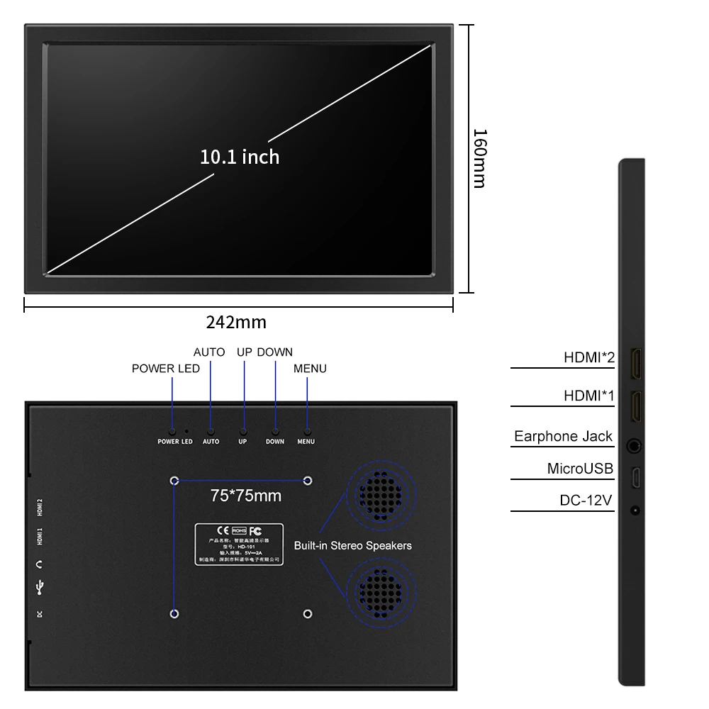 10 1 дюймов 2K сенсорный экран портативный IPS HDMI Мини компьютер PC монитор ЖК дисплей