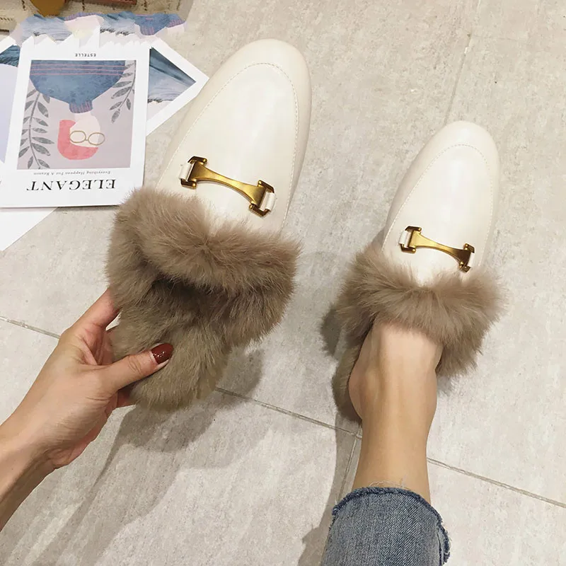 Милые пушистые тапочки с котом Женские на плоской подошве Фирменный дизайн