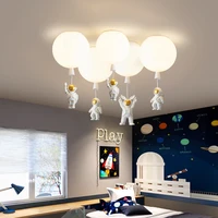 creative cartoon kid bedroom ceiling light with astronaut acrylic lampshade colorful bubble ceiling lamp e27 bulb pink green