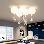 Креативный мультяшный детский потолочный светильник с астронавтом, акриловый абажур, цветная пузырьковая потолочная лампа E27, розовая и Зеленая лампа