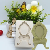 makeup mirror resin mold silicone kitchen baking tools diy chocolate pastry mousse fondant mold dessert cake lace decoration