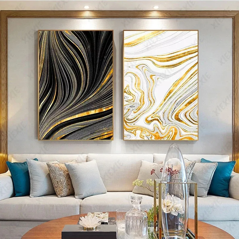 

Marble Poster Gold Canvas Painting Modern Art Wallpaper Nordic Personality Decoration Home Bedroom Print Picture Craft
