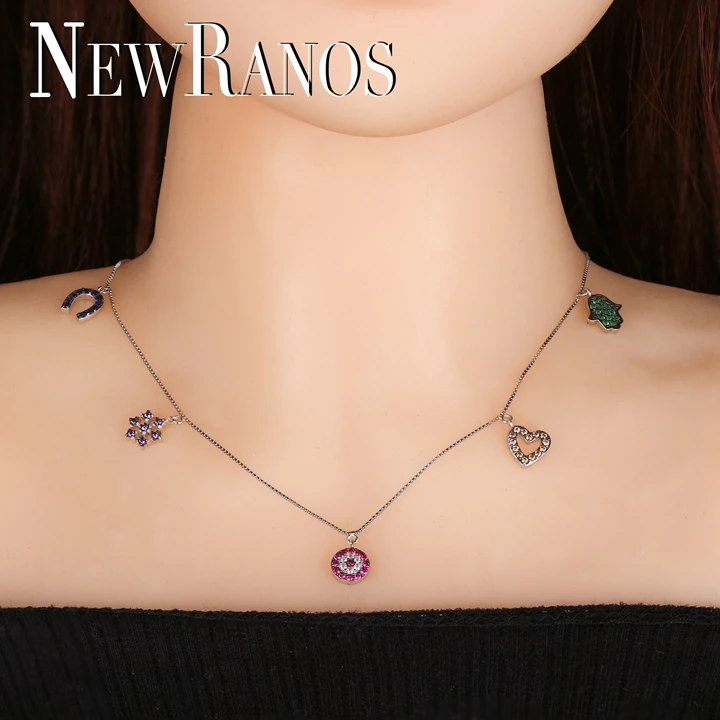 Newranos, 925 пробы, Серебряное колье, кубический циркон, модное ожерелье для воротника, женское ювелирное изделие, NYX0101242