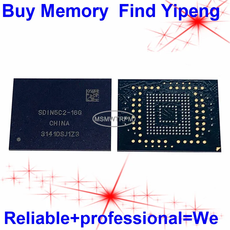 

SDIN5C2-16G BGA169Ball EMMC 16GB Mobilephone Memory New Original and Second-hand Soldered Balls Tested OK