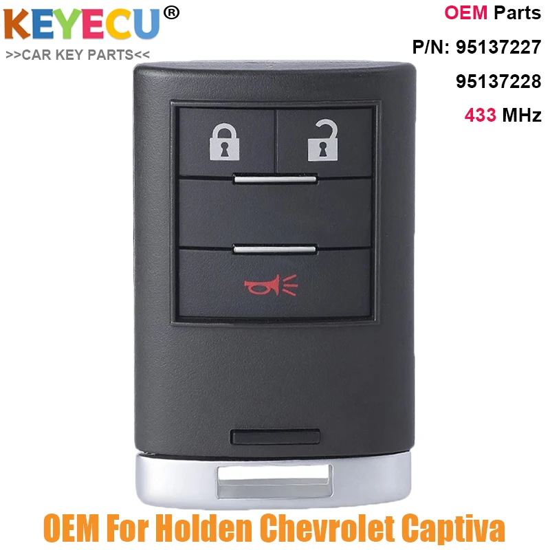 Умный дистанционный ключ KEYECU для Холден Chevrolet Captiva 2016 2017 2018 Fob 3 кнопки-433 92