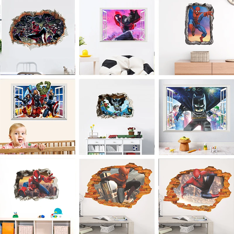 Дисней Марвел Мстители супер герой наклейки на стену для детской комнаты мальчик