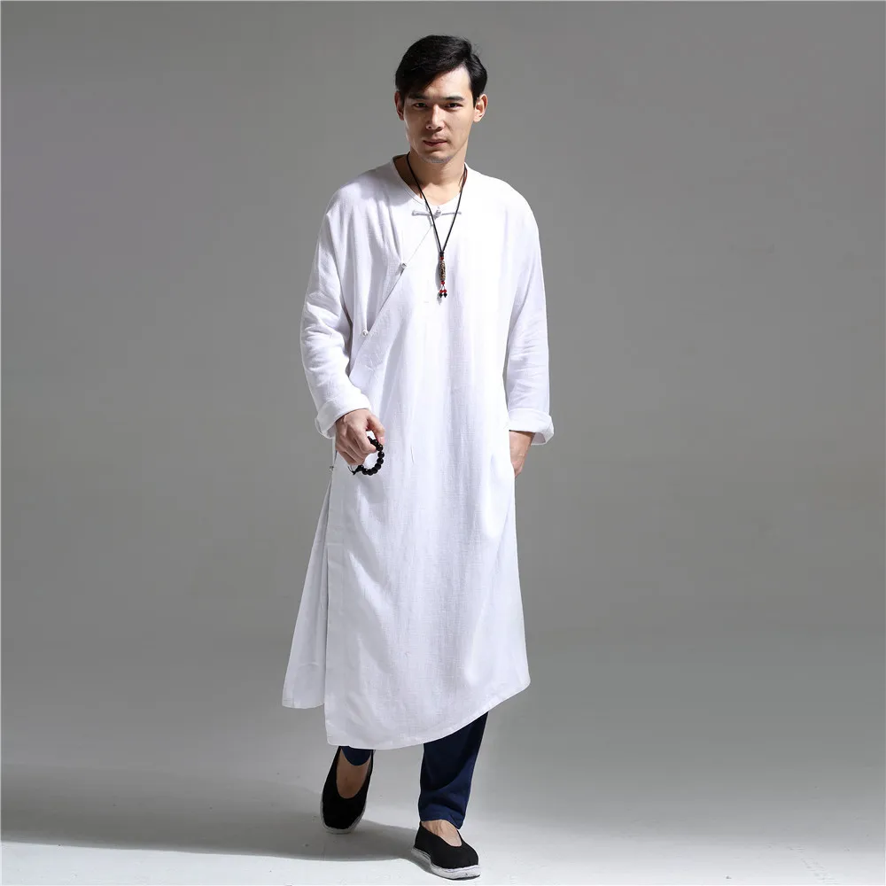 

Мужская медитация Тай чи рубашка для кунг-фу непальская льняная свободная Длинная толстовка Повседневная тренировка Йога Тренировка боевы...