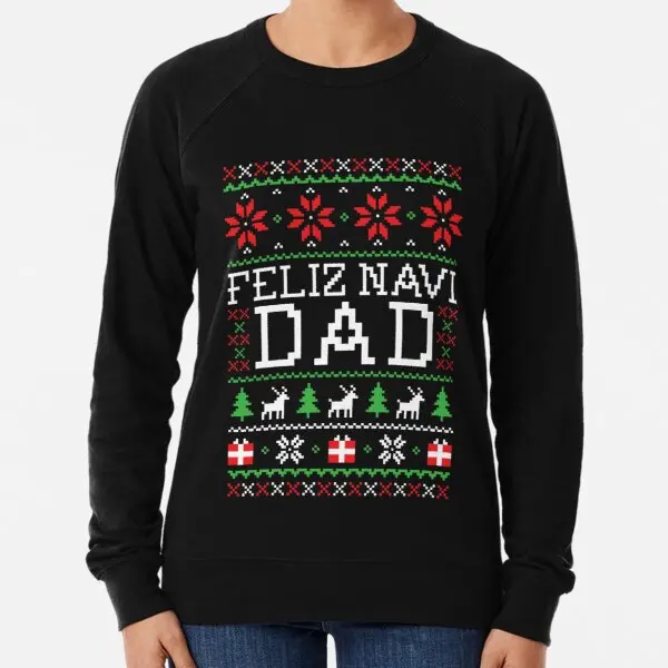 

Feliz Navi Dad Ugly Christmas Sweater Print Black Lightweight Sweatshirt Autumn Suit Men O Neck Hoodies Ladies Women Pullovers