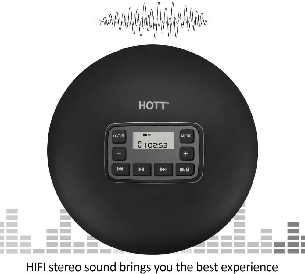 Портативный CD-плеер HOTT CD 204 с ЖК-дисплеем музыкальный проигрыватель защитой от