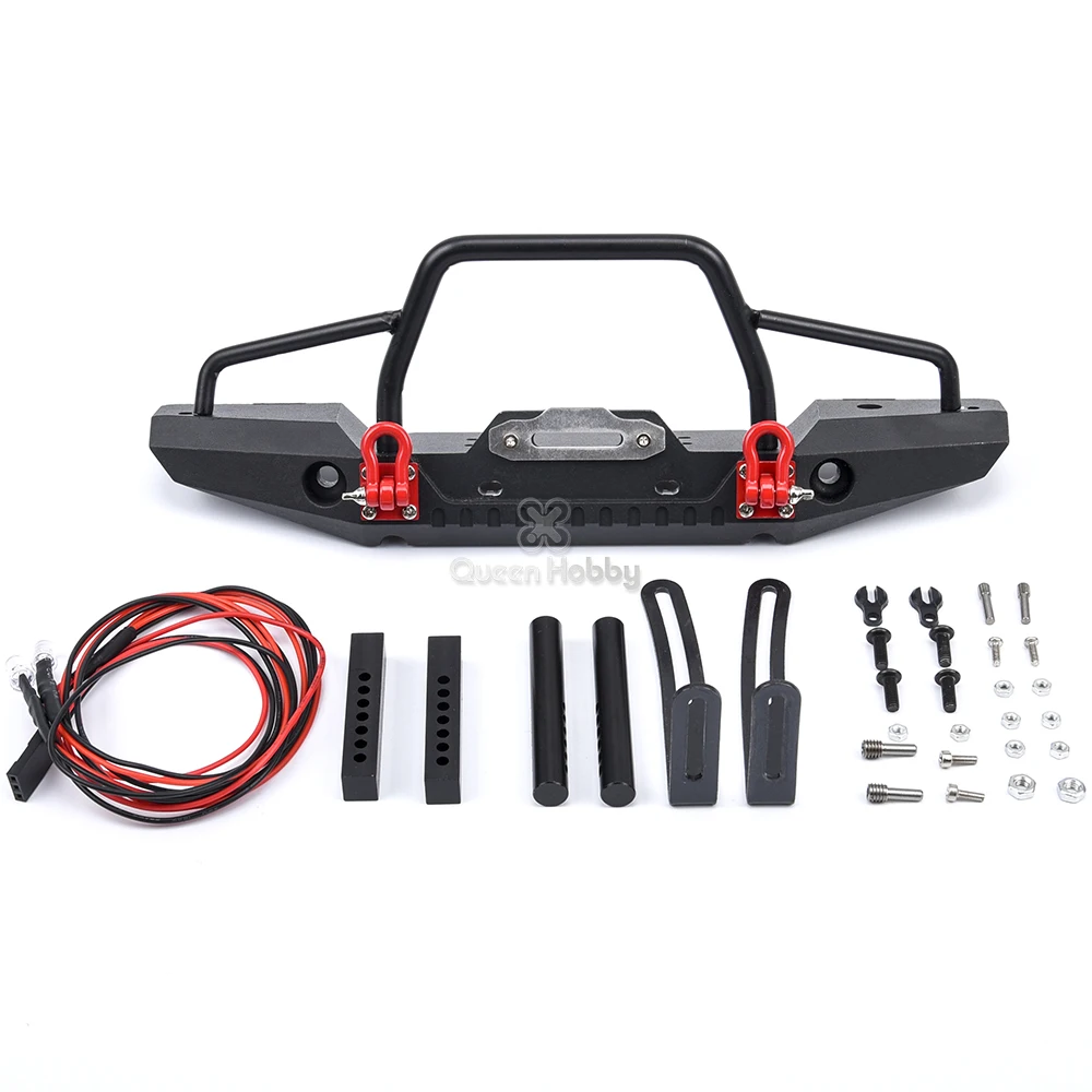 

Металлический передний/задний бампер Queen Hobby 1/10 RC Rock Car со светодиодным светильник для Axial SCX10 90046 90047 Traxxas TRX4 RC Crawler