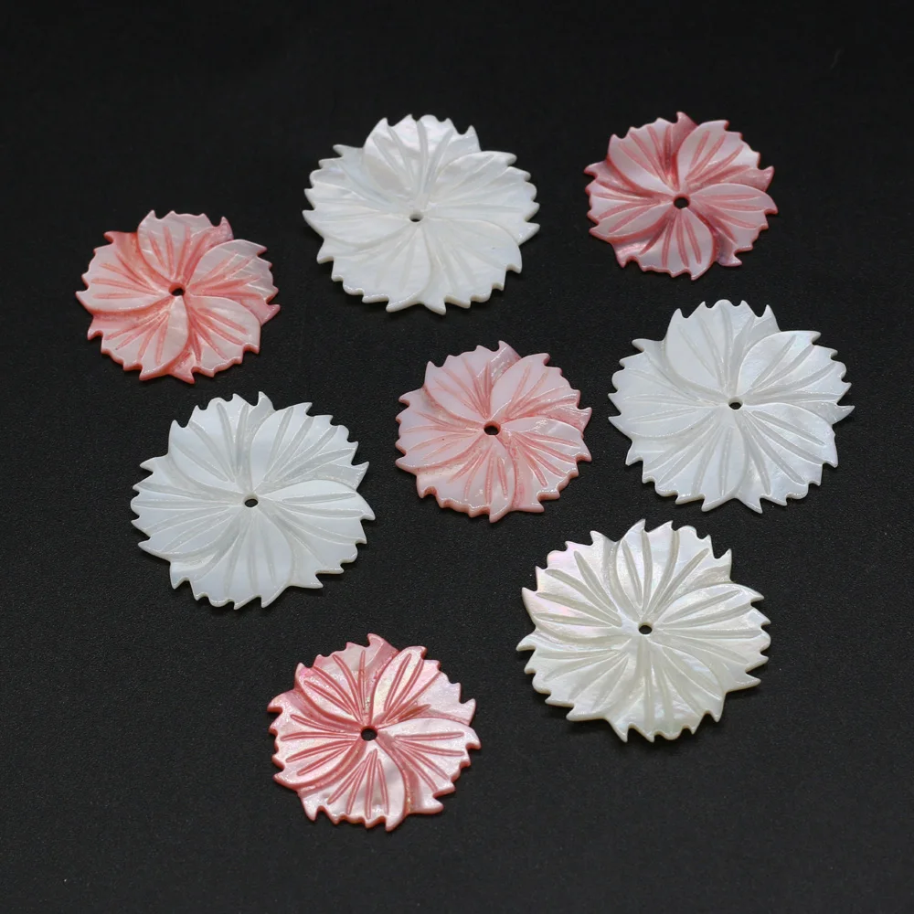 

10PCS 2021New Natural Freshwater Flower Shaped White Pink Shell Pendant 28/33mm Bead Making DIY Necklace Bracelet Anklet Jewelry