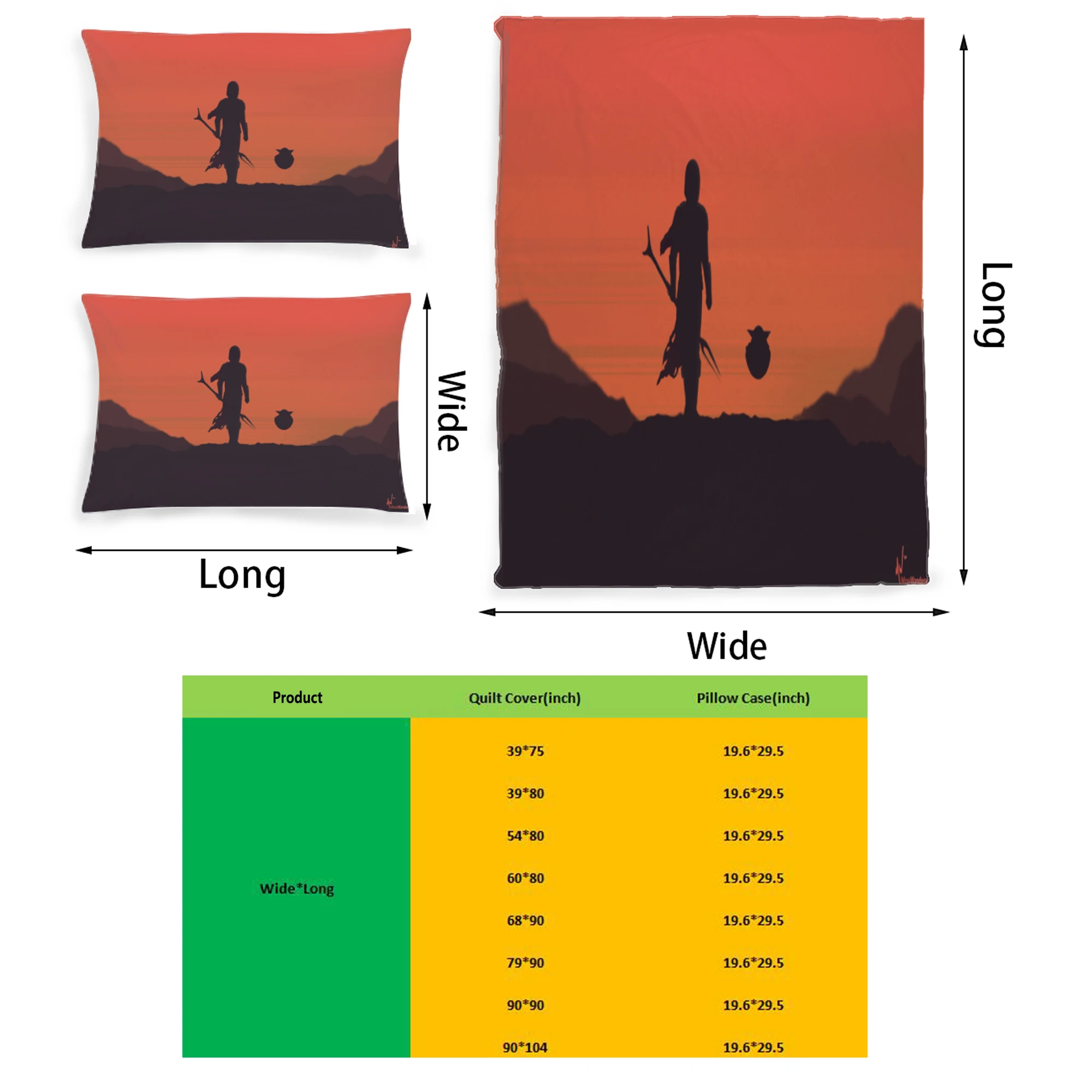 

The Mandalorian Graphic Printed Bedding Set Pattern Printing Polyester Quilt Cover Set 3 Pieces Quilt Cover Pillow Cover Set