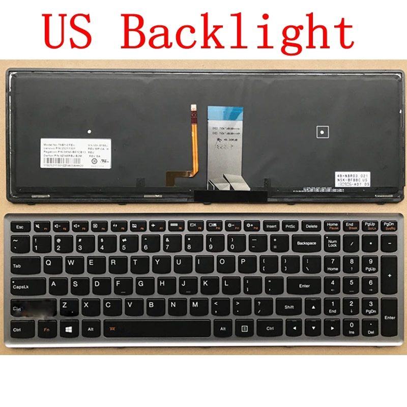 

Backlight Laptop Keyboard For Lenovo Z710 U510 US English layout