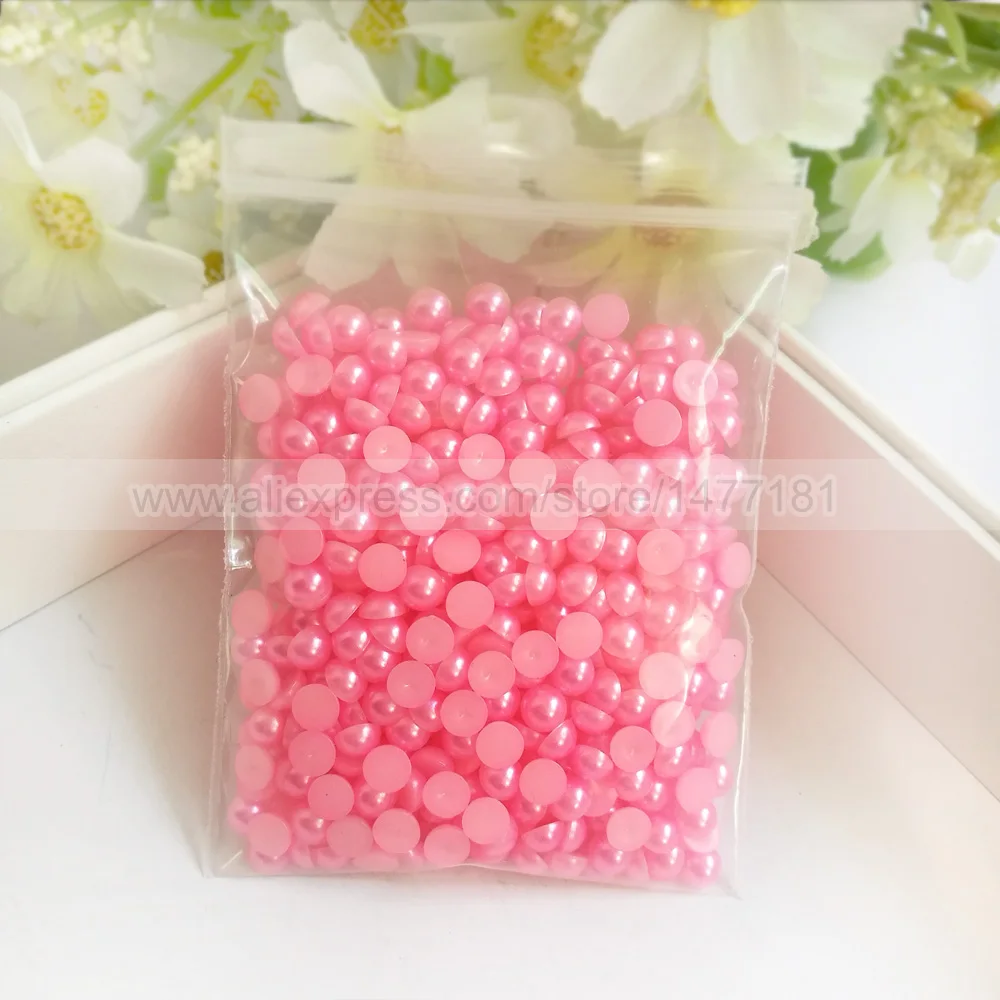 Ярко розовый полукруглый жемчуг 5 мм для изготовления открыток искусственный