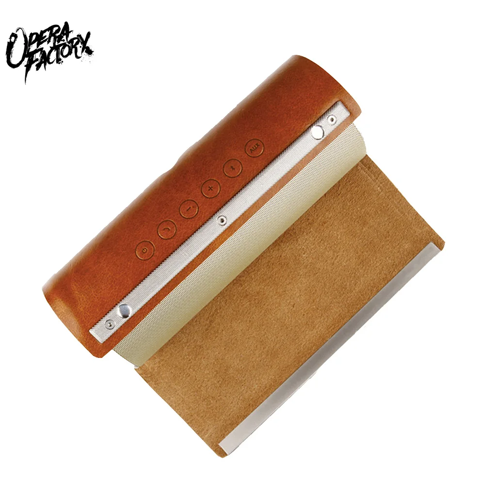 Портативная беспроводная bluetooth колонка с супербасами кожаная стереоколонка для