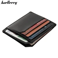 fashion solid pu leather credit card holder slim wallet men luxury brand design business card organizer id holder case no zipper
