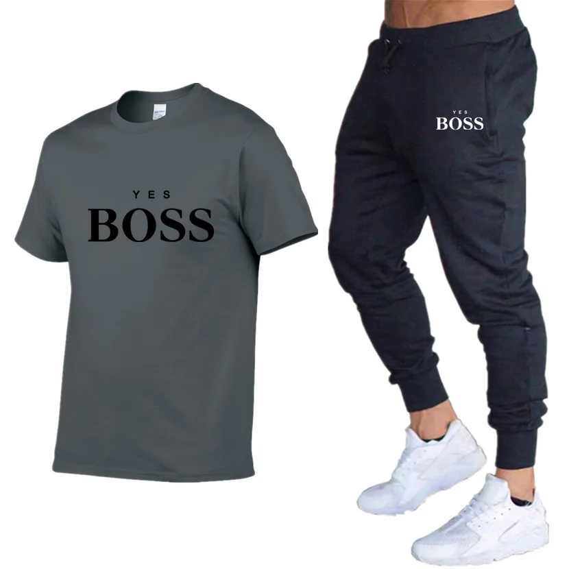

2021 New Brand Printed Cotton Men's Sports Suit Jogging Pants Summer Men's Short T-shirt Pants Suit Casual Wear Short Sleeves