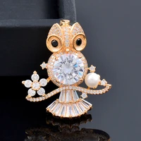 sinleery luxurious bowknot owl sailboat crown leaves pearl womens brooch cubic zirconia pin wedding accessories xz226 ssh