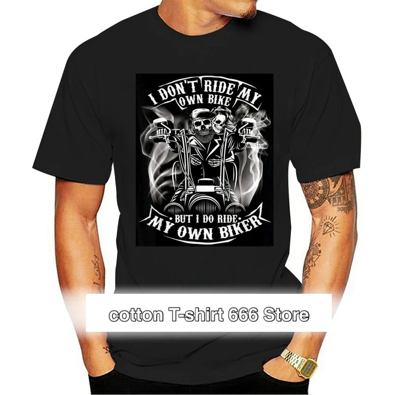 

Camiseta negra с принтом «I Don't Ride My Own Biker Rider», Ropa de talla grande
