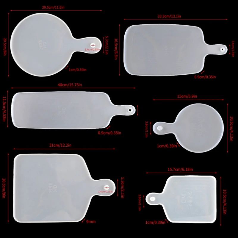 

6Pcs Resin Silicone Tray Molds Casting Mold Kit Large Serving Handle Board Epoxy Resin DIY Mould Craft Tools Home Decor