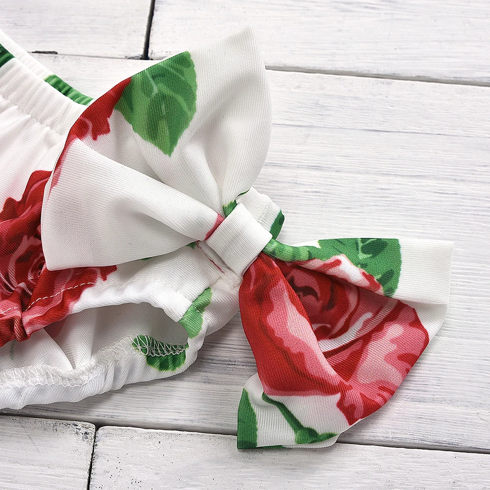 Летние милые Гофрированные Топы для маленьких девочек шапка купальник с бантом